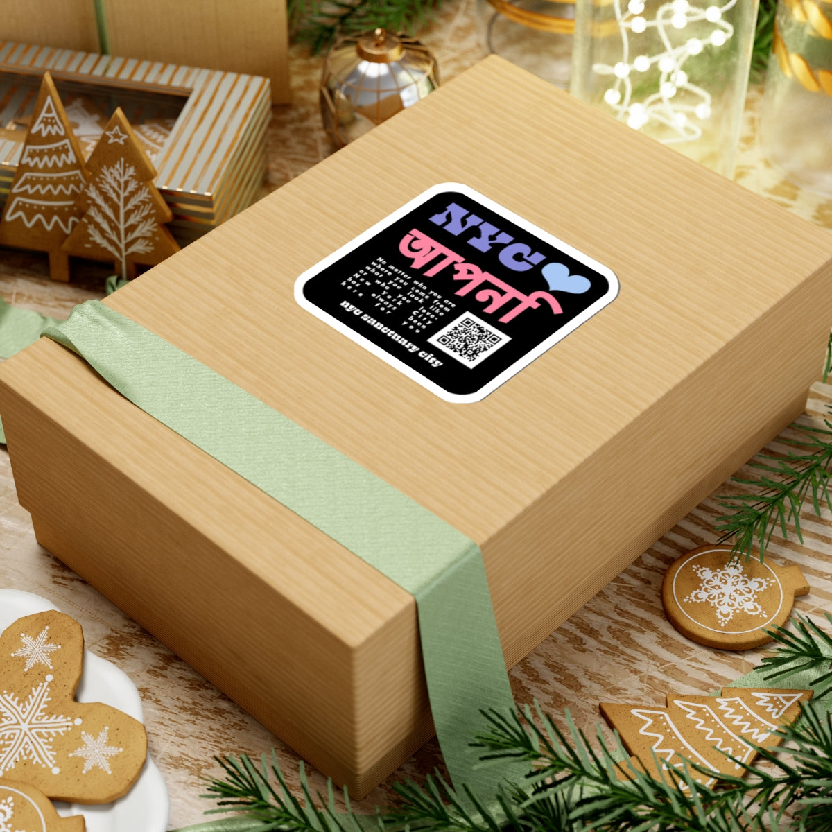 Sanctuary City Sticker – 3"x3" NYC Vinyl Sticker | Immigrant Solidarity Decal | Hindi Language