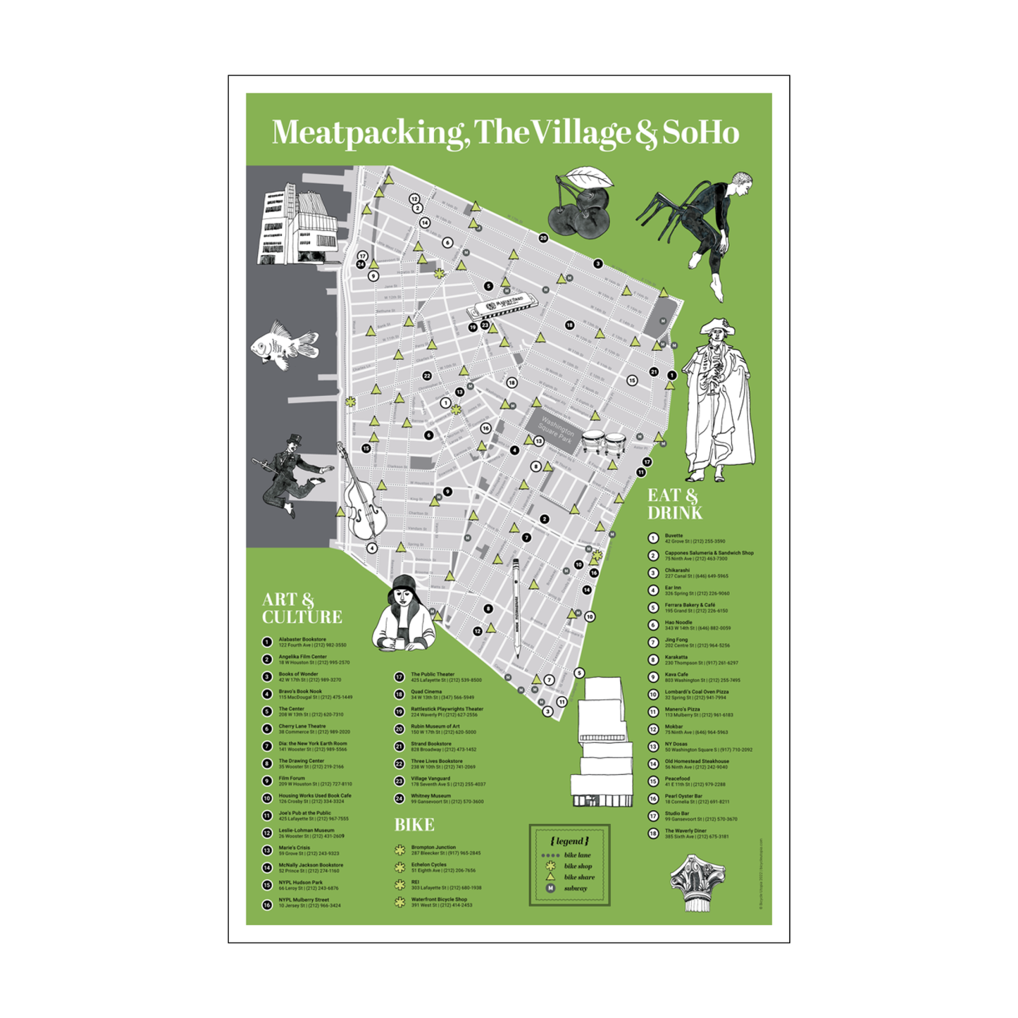 NYC Walking Map – SoHo Neighborhood Guide & Meatpacking District Tri-Fold Travel Map