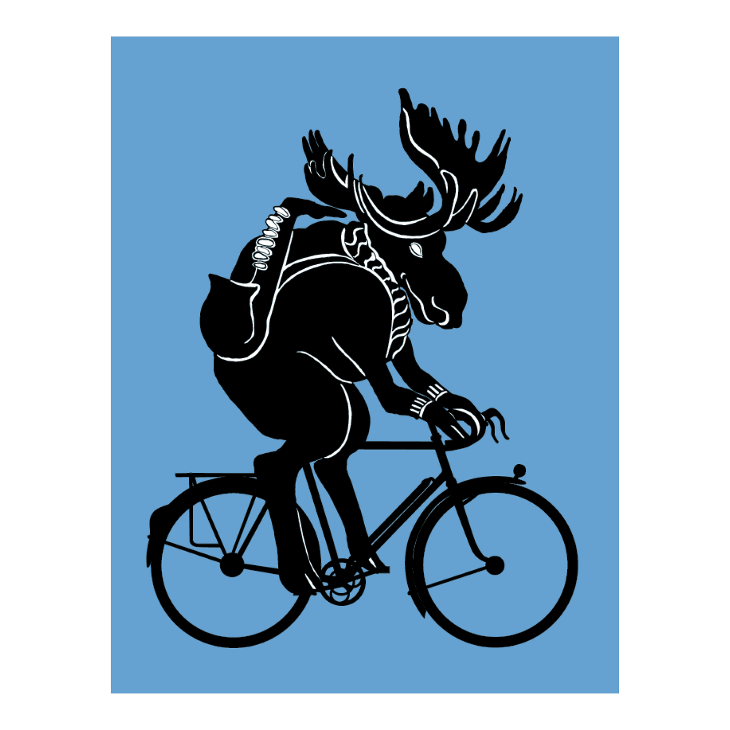 Saxophone Moose Notecard – Luxury Pack of 10 Greeting Note Cards with Envelopes