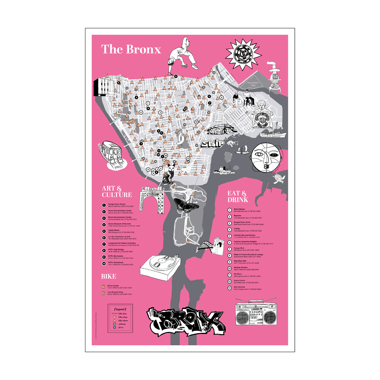 Bronx Walking Map – NYC Biking Guide & Durable Folding Travel Map