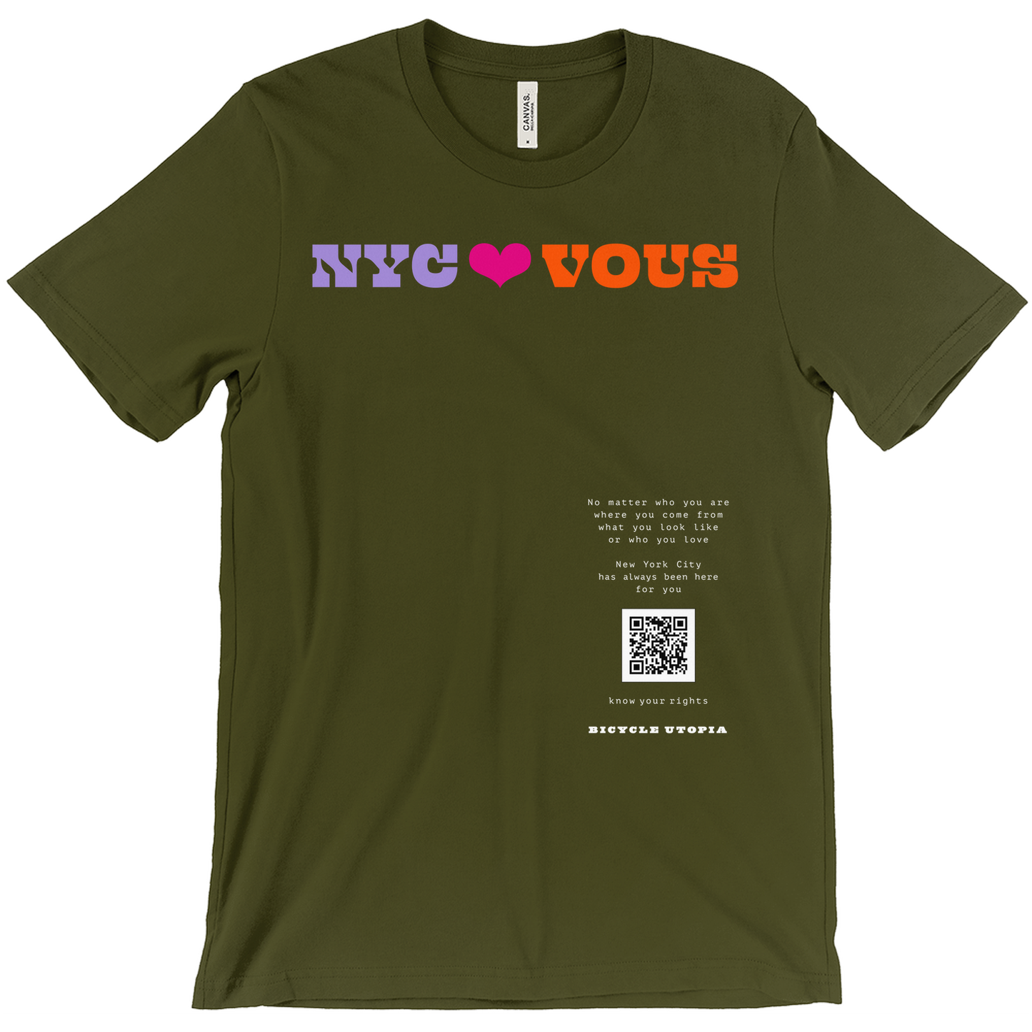 NYC ♥️ You NYC Graphic Tee – Immigrant Rights | Sanctuary City - French Language