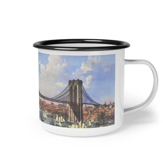 Brooklyn Bridge Enamel Mug – Vintage Camp Cup | Durable Lightweight Coffee Mug