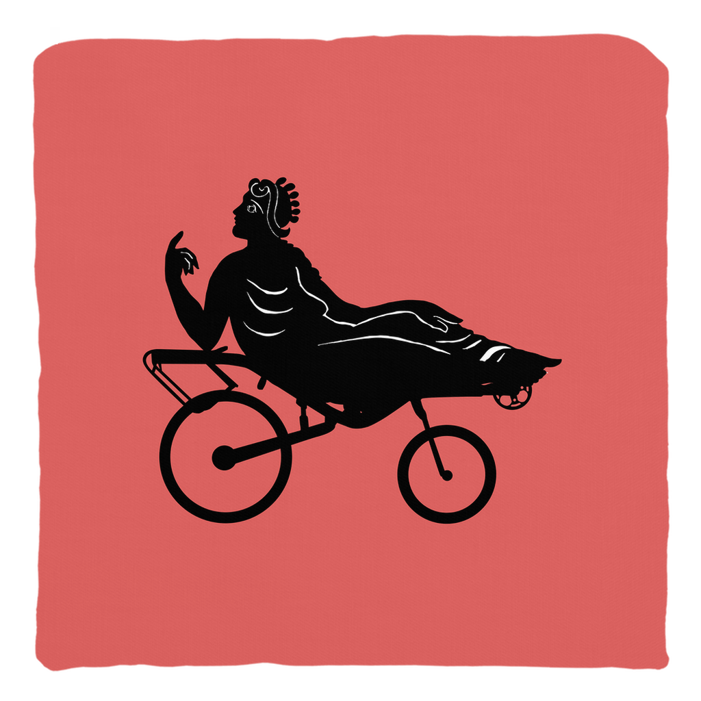 Greek Queen Demeter Pillow - Bold Coral Red Bicycle Throw Pillow with Cotton Twill Cover