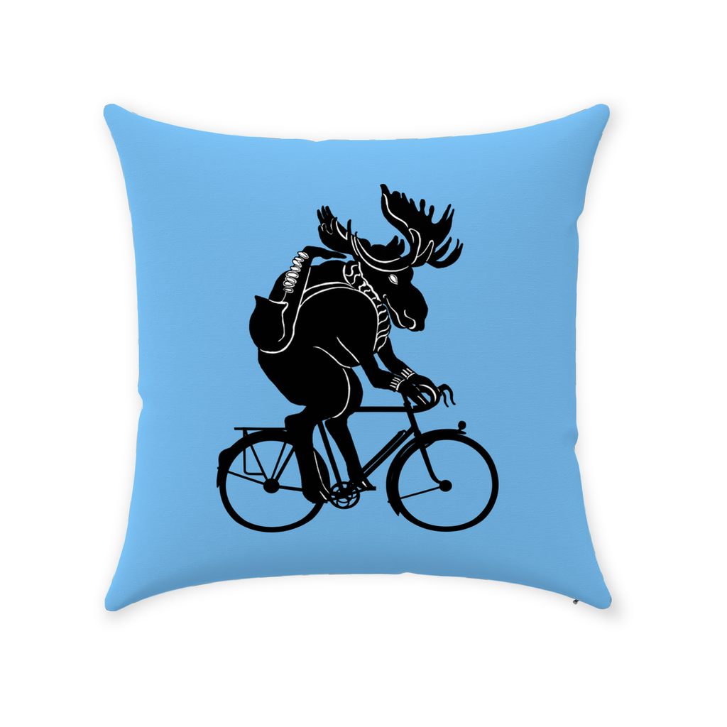 Jazz Throw Pillow - Moose Decorative Throw Pillow With Saxophone, Cotton Twill