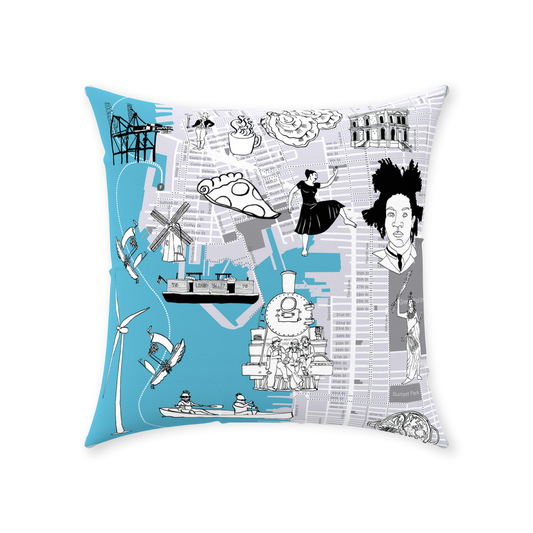 Brooklyn Map Throw Pillow – Waterfront South Brooklyn Pillow With Removable Cover