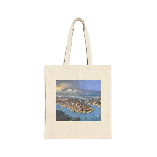 Canvas Tote Bag – Vintage NYC Map Print, Durable Cotton Shoulder Strap Tote
