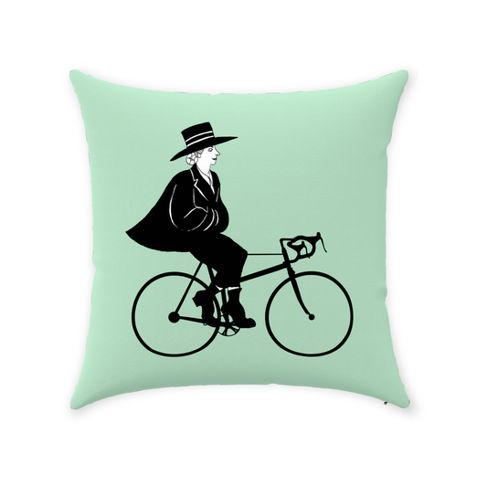 Bike Life Pillow – Mint Green Cotton Twill Cover with Hidden Zipper