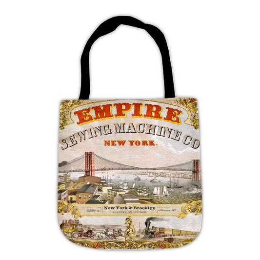 Vintage Woven Tote - Durable NYC Cotton Tote Bag With Brooklyn Bridge Design