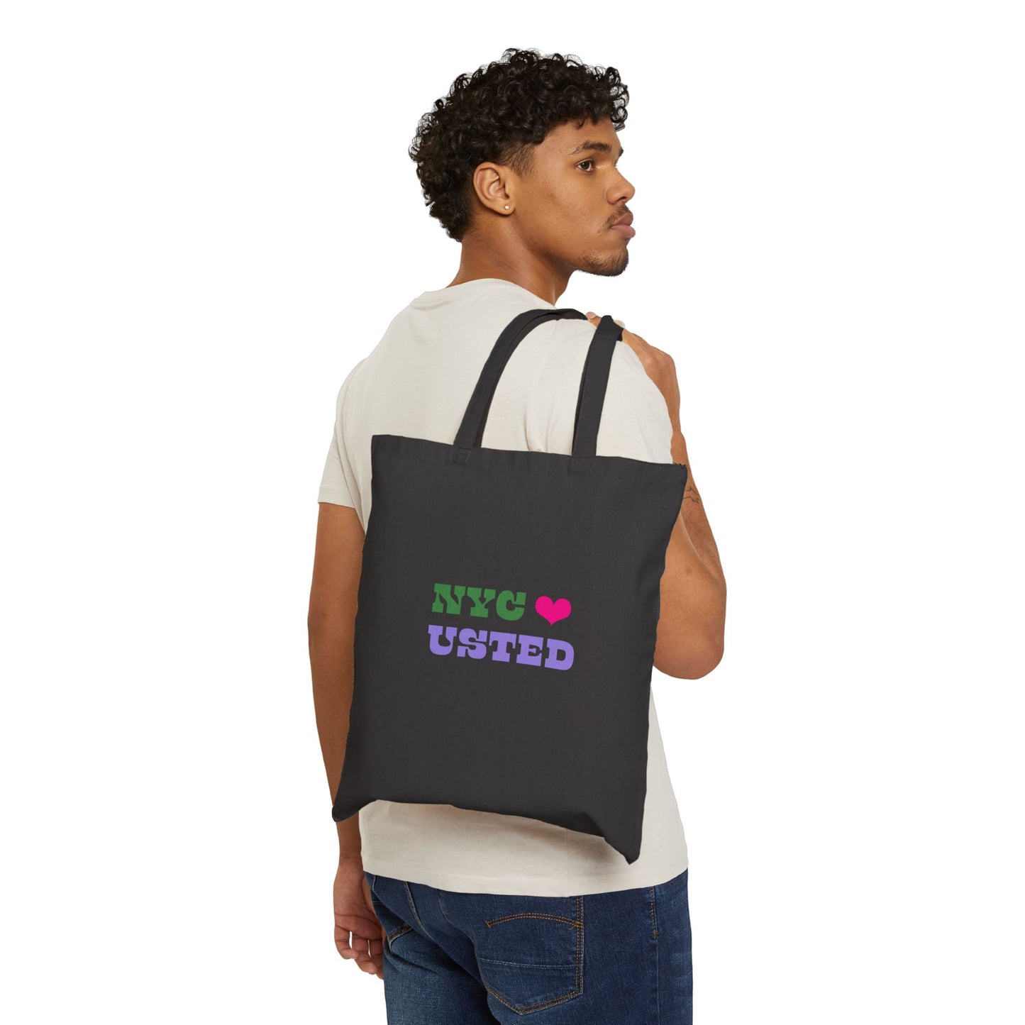 Sanctuary City NYC ♥️ You Black Cotton Canvas Tote Bag - Spanish