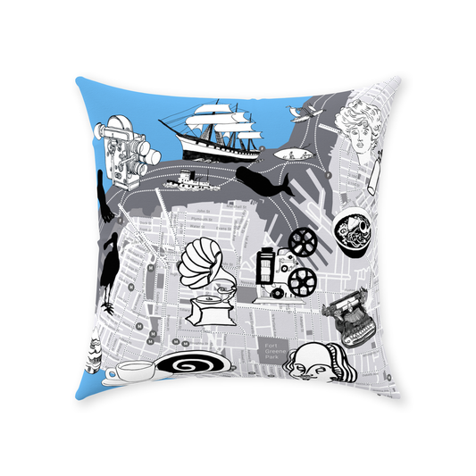 Brooklyn Throw Pillow –  Map Print Decorative Cotton Twill Cover