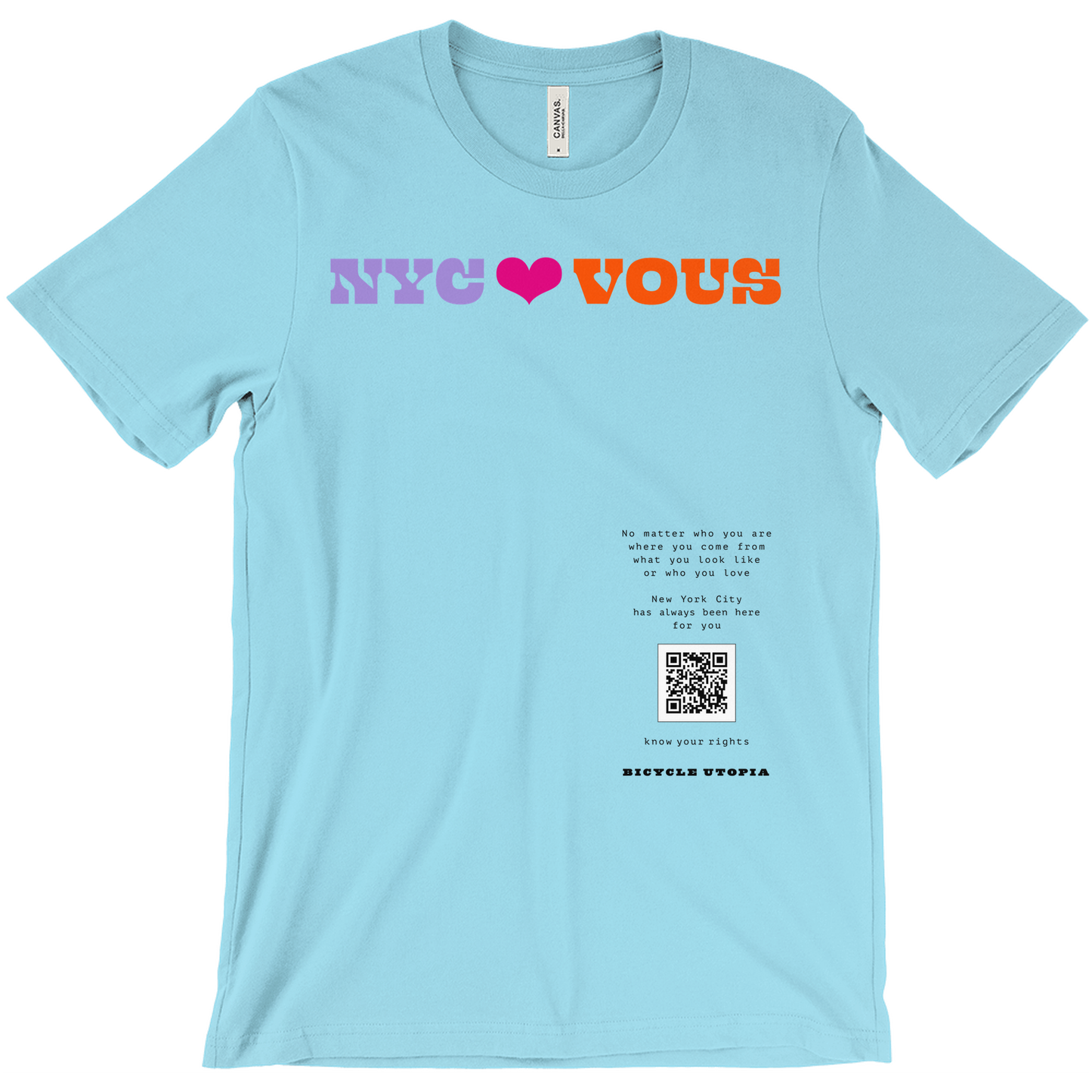 NYC ♥️ You NYC Graphic Tee – Immigrant Rights | Sanctuary City - French Language