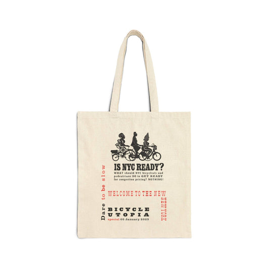 Canvas Tote Bag - NYC Ready Dare To Be Slow Slogan | Durable Cotton, Roomy Eco-Friendly