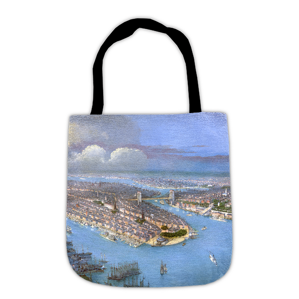 Woven Tote Bag – Vintage Map Tote With Bird's-Eye View & Reinforced Seams