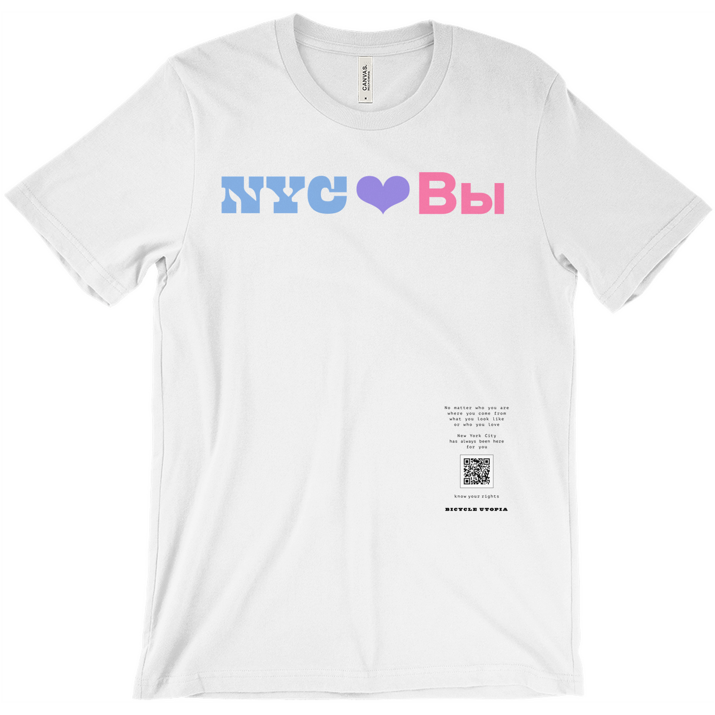 NYC ♥️ You NYC Graphic Tee – Immigrant Rights | Sanctuary City - Russian Language