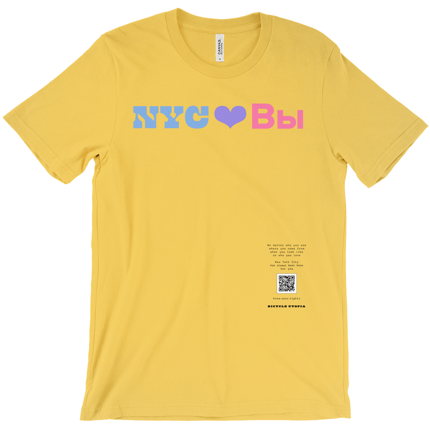 NYC ♥️ You NYC Graphic Tee – Immigrant Rights | Sanctuary City - Russian Language