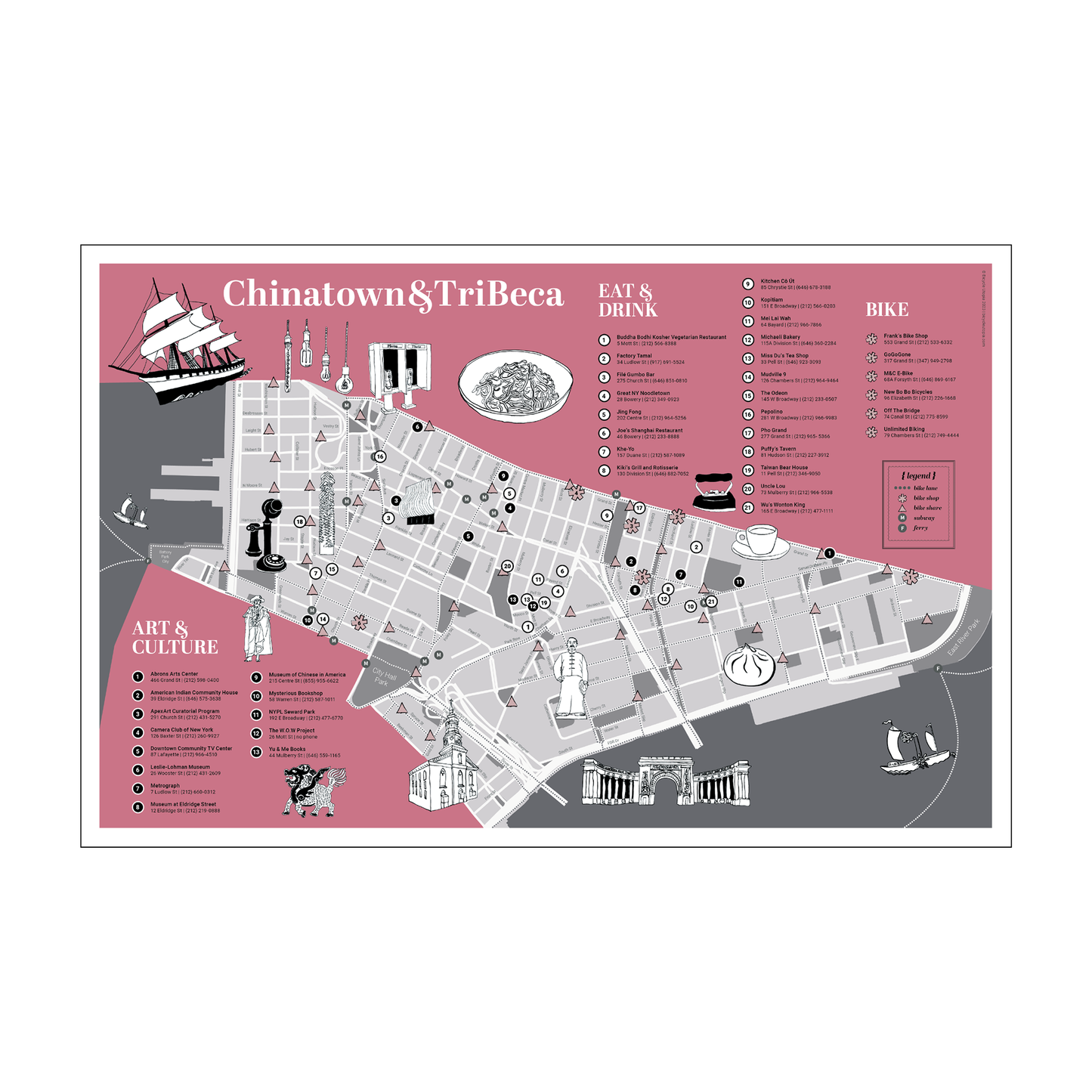 Chinatown Tribeca Map | Folding City Map for Walking, Biking & Urban Exploration