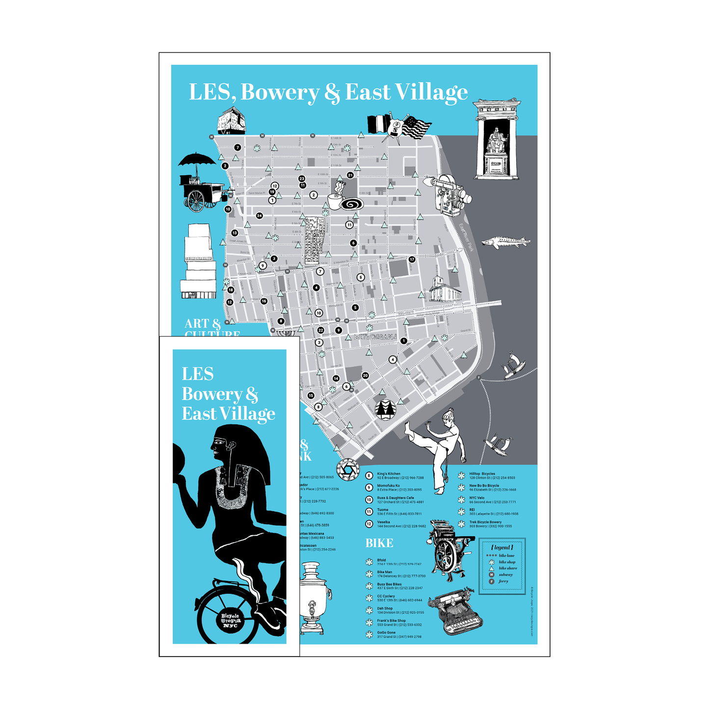 Lower East Side Map | NYC Walking Tour & Bike Share Routes | Heavyweight Paper Map
