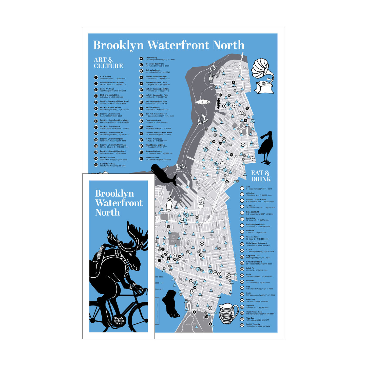 Brooklyn North Map | Waterfront Neighborhood Map & Local Art Guide NYC – Tri-Fold