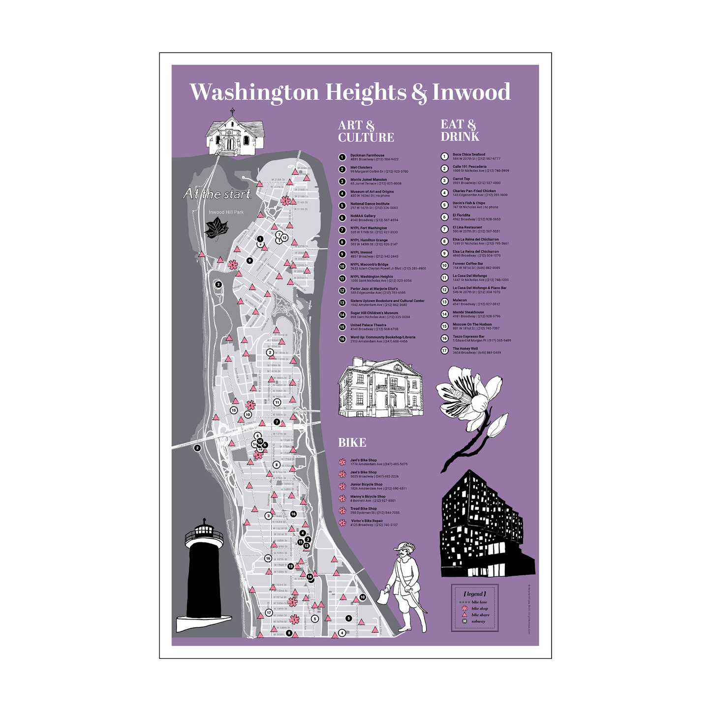 Washington Heights Map - NYC Walking Guide & Durable Tri-Fold Travel Map