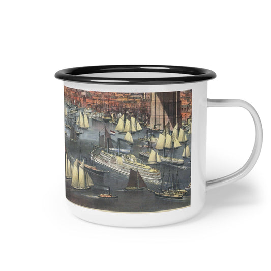 Enamel Camp Mug – Vintage NYC Waterfront Durable Lightweight Outdoor Cup