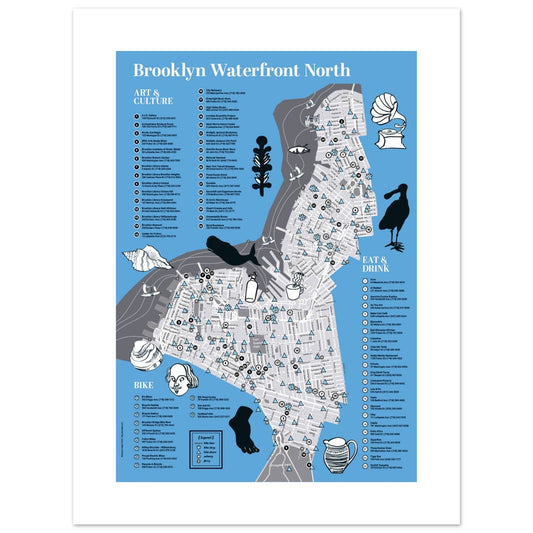 Brooklyn Bike Map – NYC Bike Routes & Waterfront Poster | Cycling Culture Art