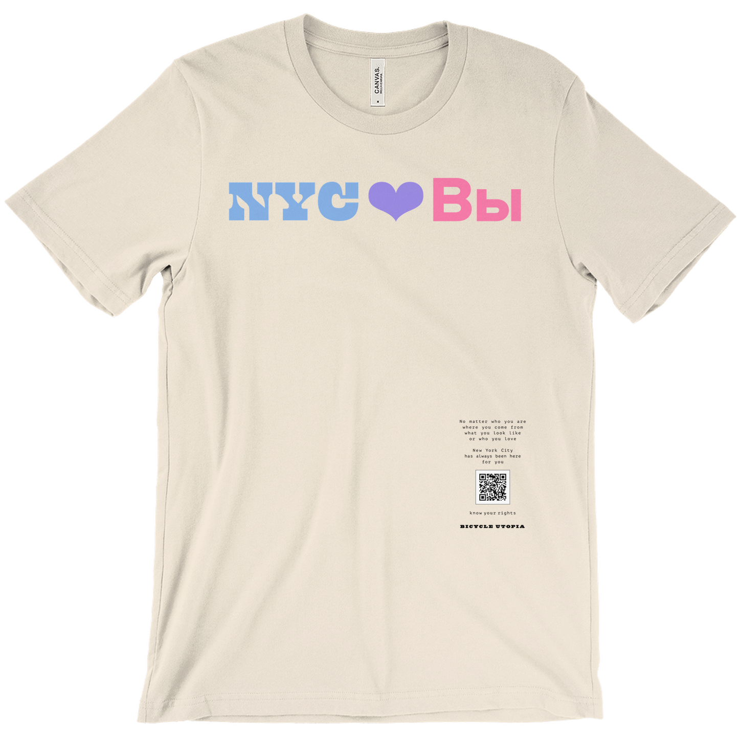 NYC ♥️ You NYC Graphic Tee – Immigrant Rights | Sanctuary City - Russian Language