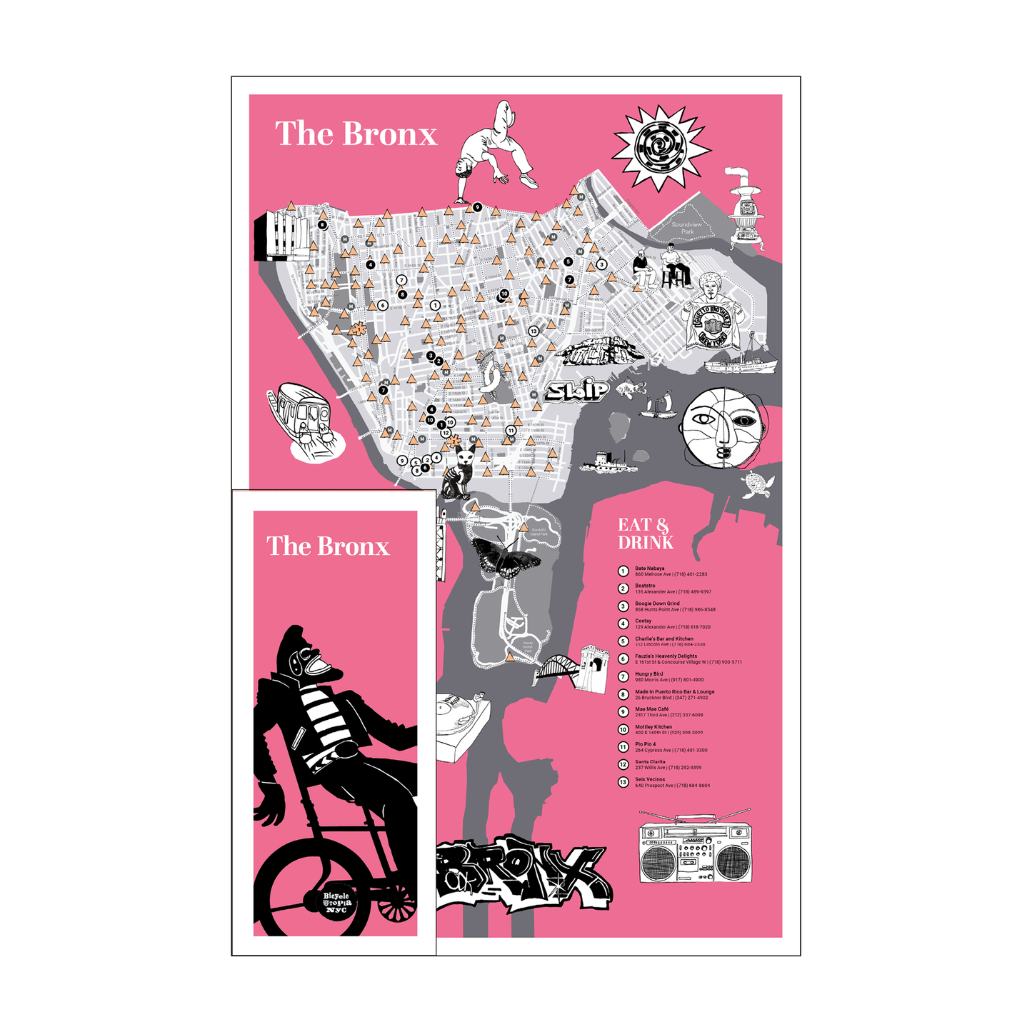 Bronx Walking Map – NYC Biking Guide & Durable Folding Travel Map